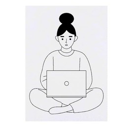 'Woman with Laptop' Temporary Tattoo - Water Resistant, Skin-Safe, Non-Toxic Transfer (TO00076471)