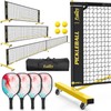 Pickleball Set Net with 4 Paddles, 6FT/11FT/22FT Portable 3-in-1 Pickle