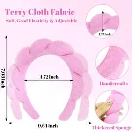 Araluky Women Spa Headband for Washing Face, Makeup, Skincare - Puffy Sponge Terry Cloth Headband for Girls, Makeup Removal, Shower