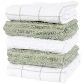 KAF Home Premium Dual Purpose Kitchen Towels (16”x 28”, 5 Pack) | Cotton Kitchen Hand Towels | Absorbent and Plush Dual Purpose Terry Dish Towel Set