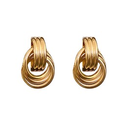 Paperclip Square Chain Link Dangle Hoops Earrings Pin Stud Huggie Earrings for Women Ladies Gifts (Gold Multiple)