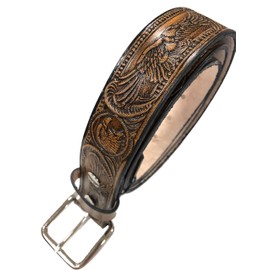 Eagle Design Handmade Mens Leather Belt Western Work Casual Belt 1.5" Wide Color Cocoa Brown (46)
