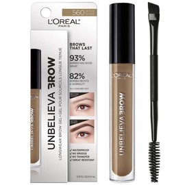 L'Oreal Paris Unbelieva-Brow Longwear Waterproof Tinted Brow Gel, Smudge-resistant, Transfer- Proof, Quick Drying, Easy and quick application with precise brush, Blonde, 0.15 fl. oz.