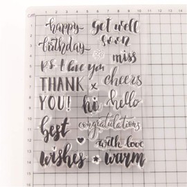 Best Wishes Happy Birthday Cheers Greeting Words Phrase Cards Rubber Clear Stamp for Card Making Clear Stamp
