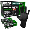 [200 Pack] SURESAFE 5 Mil Black Nitrile Gloves XL, Food