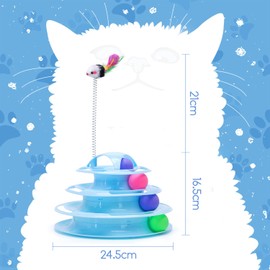 Nobleza - Interactive Cat Toy, Cat Play Tower Toy, Ball Run Spinning Top with 3 Balls, 4 Levels (25 x 16.5 cm)