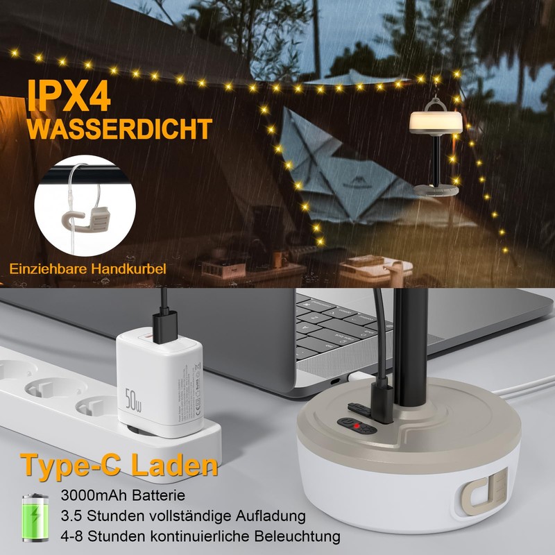RISEMART Retractable Camping String Lights
