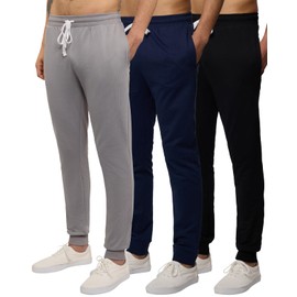 3 Pack Mens Joggers Sweatpants French Terry Fleece Pants Sweat Clothing Pockets Baggy Elastic Cuffed Workout Bottom Athletic Soft Warm Winter Jogging Gym Active Track Lounge Sleep - Set 7, 3XL