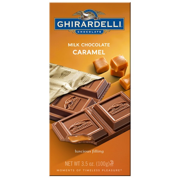 Ghirardelli Milk Chocolate with Caramel Filling Bar, 3.5 Ounce (Pack of 12)