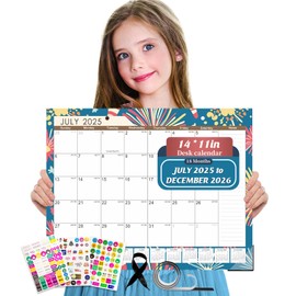 Gannyfer Desk Calendar 2025-2026, 18 Months Fridge Calendar - Large 14" x 11" Desktop/Wall Monthly Calendar, July 2025 - Dec 2026, Personal Planner for Home, School, Office(3 Stickers)