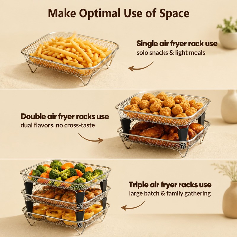Homikit Air Fryer Rack, 3Pcs Stainless Steel Air Fryer Accessories,