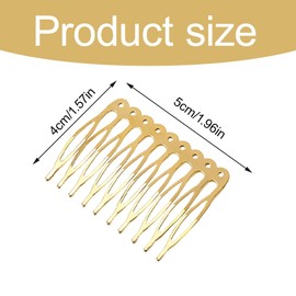 16 Pieces Metal Side Combs with 10 Teeth Veil Combs Hair Side Combs for Women French Hair with Teeth for Hair Accessories with Silver and Gold Chignon Clip