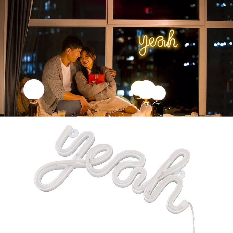 LED Neon Sign Yeah Shape Wall Decor Neon Night Light