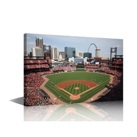 St. Louis Cityscape Wall Decor Busch Stadium Wall Painting Baseball Game Wall Decor Posters Home Decor Living Room Office Framed Gallery-Wrapped Ready to Hang 1 Panel (24''Wx 36''H)