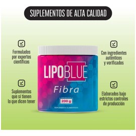 Fibra Lipo Blue 200 Grs En Polvo Enzimas Probióticos