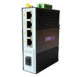 JM-Byte 5-Port Gigabit Industrial DIN-Rail Ethernet Switch, 4 Ports RJ45 10/100/1000Mbps Ethernet, 1 SFP Uplink, Unmanaged Network Switch, 10Gbps Switching Capacity, IP40 Rated (JM-IN2053-G)