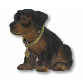 RAKSO Wobble Dog Rottweiler Wobble Figure H 17 cm Brown Large Decorative Figure with Bobble Head