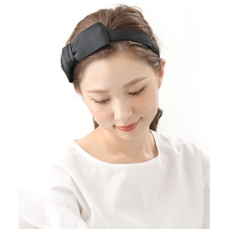 Vingtaine HK-90a-BK Asymmetrical Ribbon Headband for Weddings, Afterparties, Head Accessories,