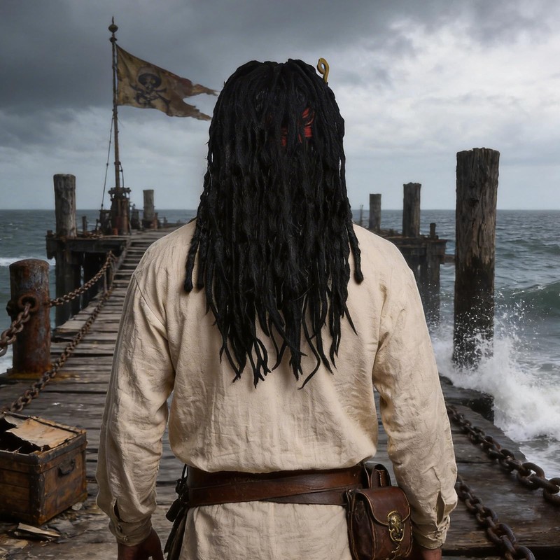 AQEWK Pirate Captain Dreadlock Wig Set - Pirate Wig for
