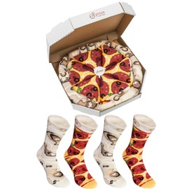 Rainbow Socks - Pizza Box Socks - Pepperoni 4 pairs Cotton Socks - Made In Europe Woman Funny Gift!