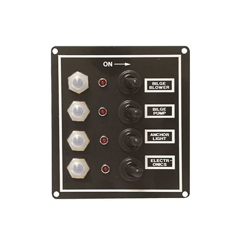 SeaSense LED Switch Panel 4 Gang with Breaker and Rubber