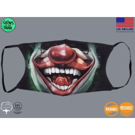 Wild Scary Joker Glow In Dark Mask For Adults Cotton Reusable Washable Filter Pocket