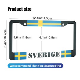 HOSNYE Sweden Flag License Plate Frame Sverige Swedish Country Study Blue and Yellow Metal License Plate Cover Front Plates Frames Car Tag Frame for Women Men US Vehicles Standard