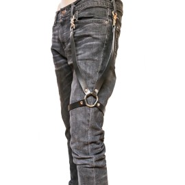 punkaddict Leather Leg Thigh Harness Leg Garter Ring & Trigger Clasp Punk Goth Costume