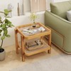 Giantex Rattan Side Table, Boho End Table for Living Room,