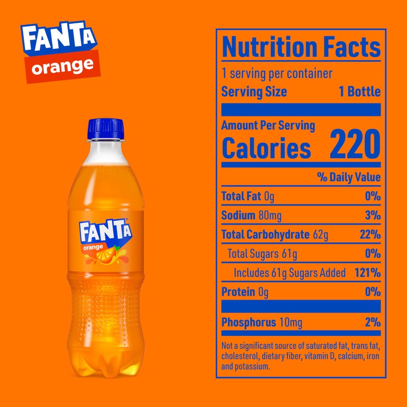 Fanta Orange Soda Soft Drink, 16.9 fl oz Bottles, 6