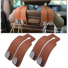 Mtverver 2 Pack Bling Car Seat Hooks for Headrest, Car Hooks for Purses and Bags Cute, Car Headrest Hooks, Car Hanger Hooks (Brown)