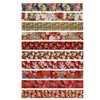 aufodara 10pcs Japanese Style Cotton Fabric Ribbon Bundle, Printed Gold