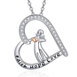 Dreamboat Faith Necklace for Women 925 Sterling Silver Faith Hope Love Heart Pendant Necklaces Inspirational Jewelry Gifts