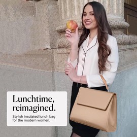 X-Large Beige - Tan Insulated Lunch Bag for Women. Aesthetic Cute Adult Tote Purse, Classy Lunch Box for the office, Elegant Lunch Boxes, Work Lunch Box for Women, Cute Lunch Bags for Professionals
