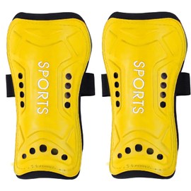 Football Shin Pads, Kids Youth Shin Guards Beginner Elite Athlete Perforated Breathable Shin Pad for Boys And Girls Football Games Leg Calf Protective Gear (6-15 years) (Yellow)