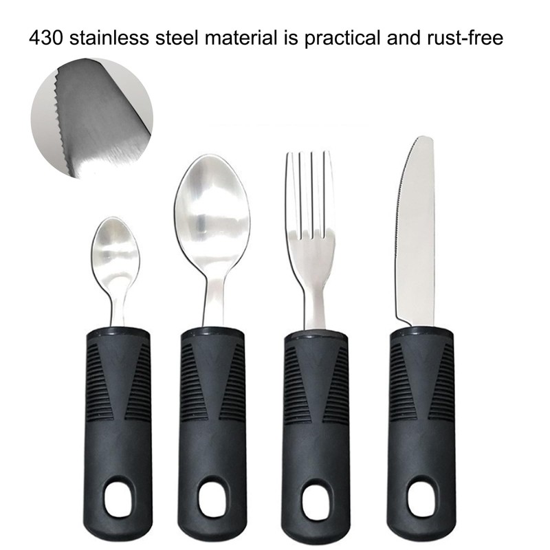 HAPPOW 4Pcs Wide Handled Easy Grip Cutlery Set,Easy Grip Cutlery