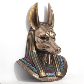 Veronese 14 Inch Anubis Egyptian God Bust Wall Plaque Cold Cast Resin Antique Bronze Finish