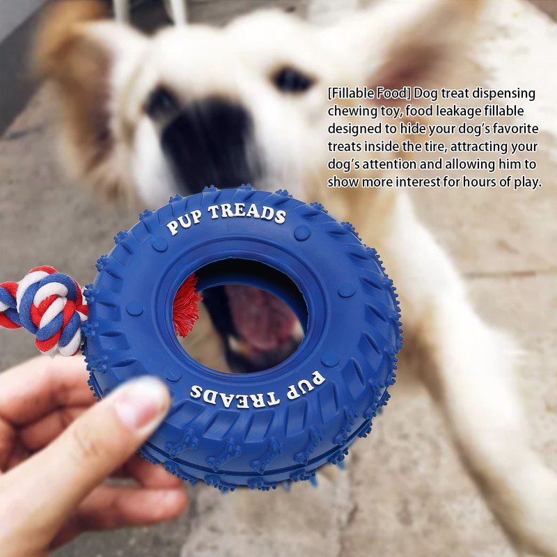 Dog Tire Chewing Toy Bite Resistant Treat Dispensing Rubber Aggressive