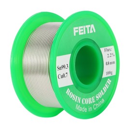 FEITA Sn99.3-Cu0.7 Lead Free Tin Rosin Core Solder Wire for Electrical Soldering, With 2.0% Solder flux, 217℃ Melting Point (0.8mm, 100g)