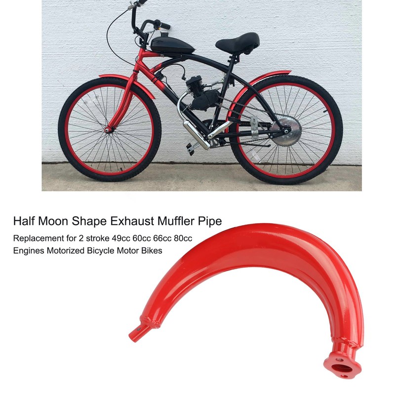 Exhaust Muffler Red Exhaust Silencer Pipe Half Moon Shape 40mm