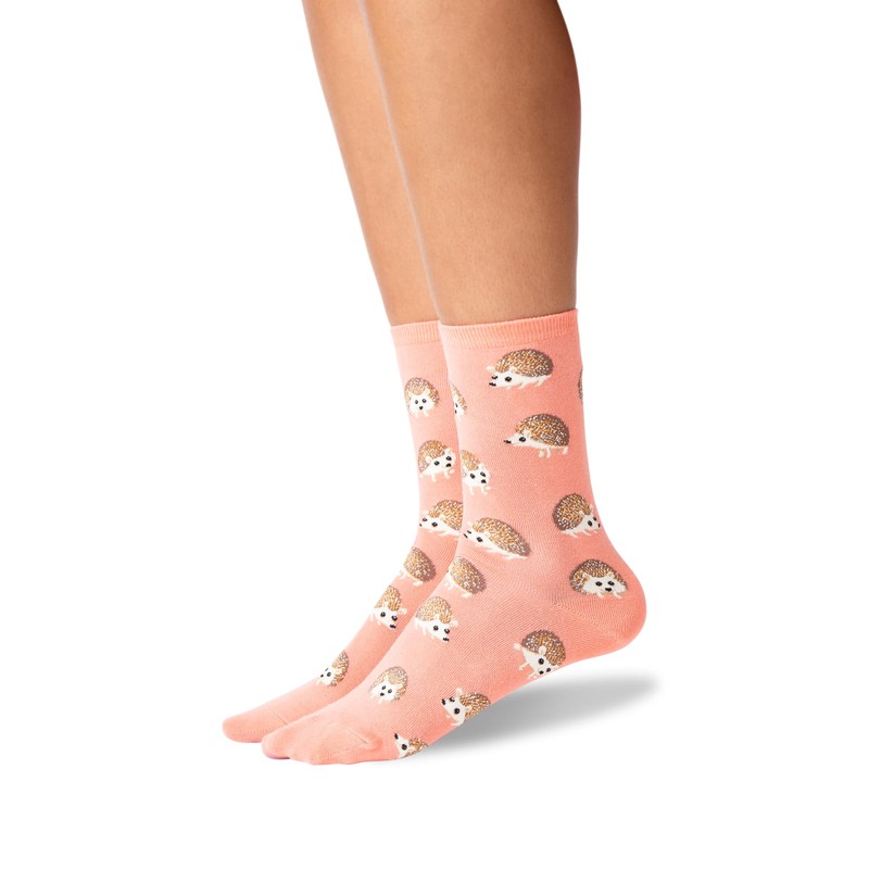 HOTSOX Women's Hedgehog Crew Sock 1 Pair Pack, Coral, Women's