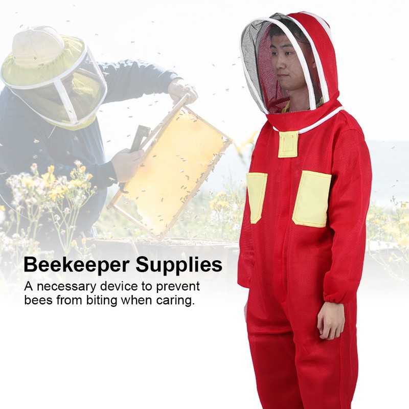 Red Beekeeping Protective Suit with Double Zipper Breathable Bee Suits