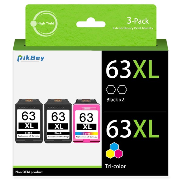 63XL Ink Cartridges Combo Pack (3-Pack, 2Black/1Tricolor) Ink 63XL Cartridges