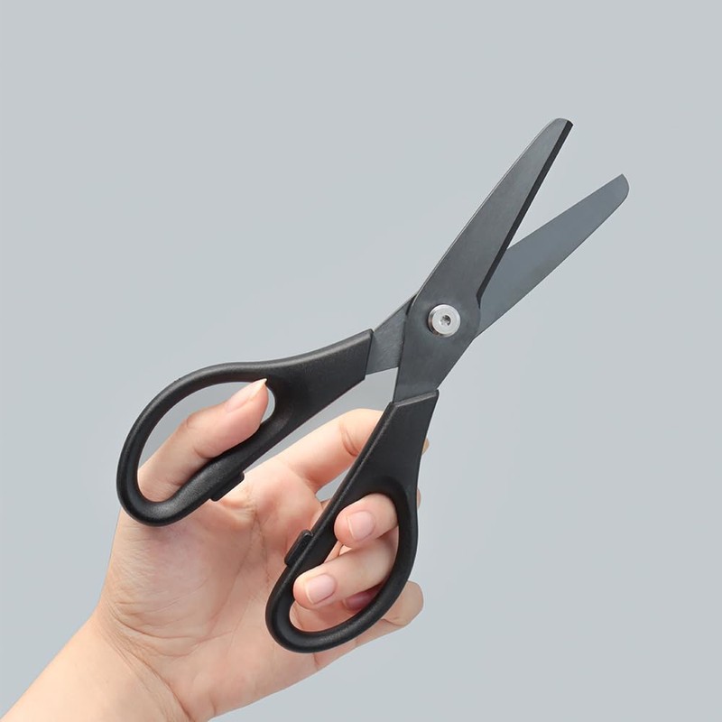 All Purpose Ceramic Scissors 8" Black Straight Shears Non-Sticking Sharp