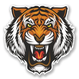 2 x 20cm Angry Tiger Vinyl Sticker Laptop Tablet Car Bike Lion Cat Animal #6681 (20cm Wide x 20cm Tall)