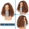 WeKen Men's Shoulder Length Brown Curly Wig with Beard Set