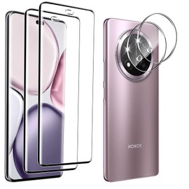 Hengnewro For Honor Magic 7 Lite for Tempered Glass with Camera Protective Film, 2 Pieces Tempered Glass with 2 Pieces Camera Protection, 9H Hardness Tempered Glass Anti-Scratch HD Glass
