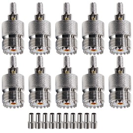 UHF Crimp Connector TUOLNK SO239 PL259 Female Jack Crimp Coaxial Adapter for M Type RG58 RF Connector Compatible with RG142 CB Amateur Radio Antenna 10pcs