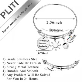 PLITI Princess Rapunzel Gift Fairy Tale Princess Lover Gift She Believed She Could So She Did Inspirational Bracelet (believed sun pan bgU)
