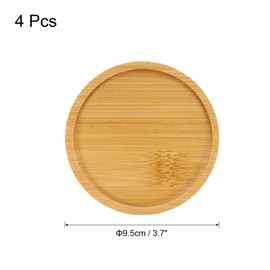 sourcing map 4PCS Mosaic Bamboo Coasters, 3.7 Inch Blank Base Trays, Round Drinking Cup Coaster, Wooden Drinks Coasters for Coffee Table Dining Table Protection, Brown
